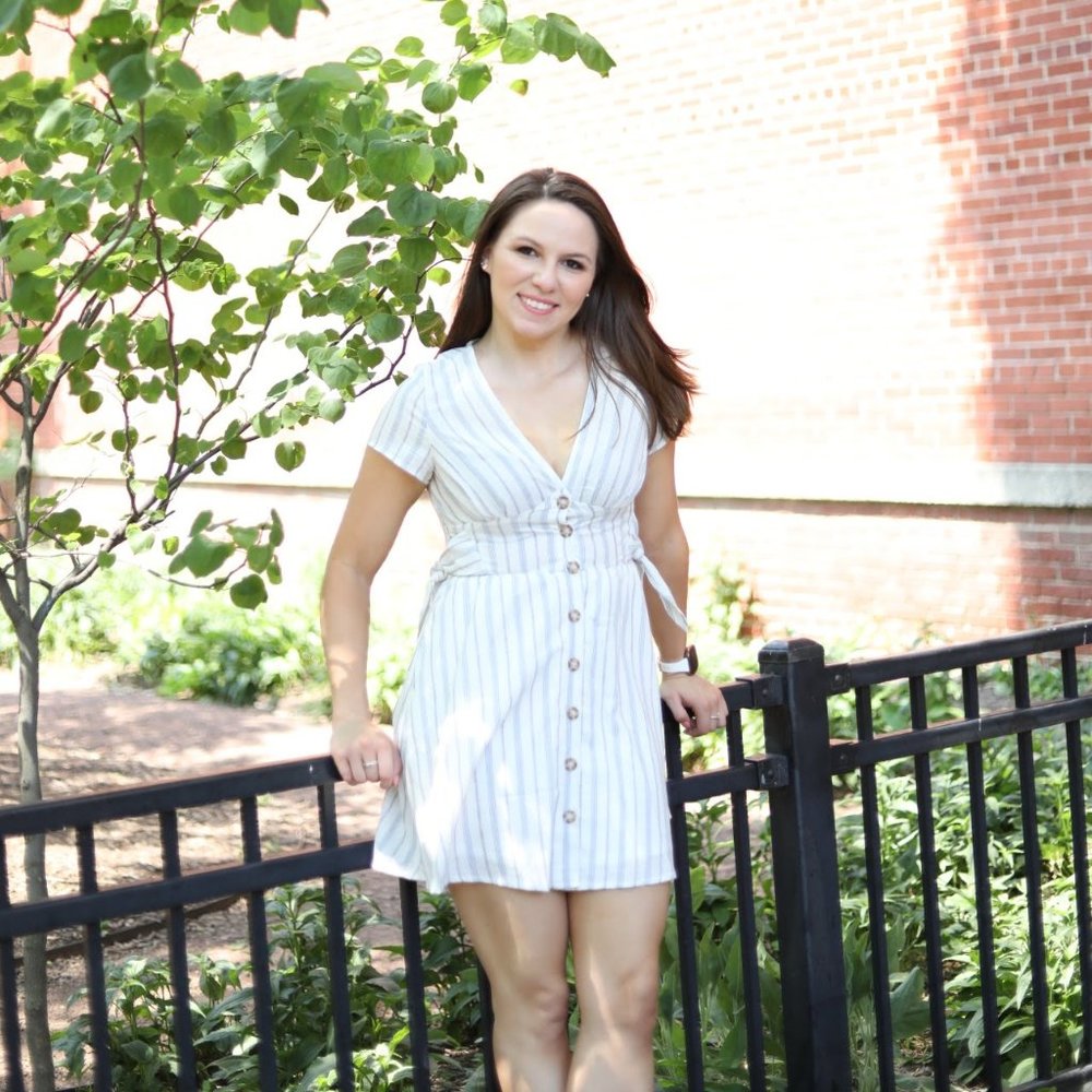 Blue and White Striped Dress